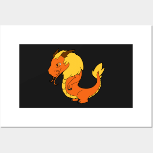 Orange Chinese Dragon Posters and Art